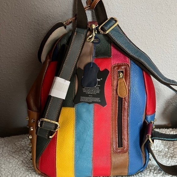 🤎💚❤️💙💛🩶AmeriLeather Borka Leather Backpack~ NWT - Picture 2 of 13